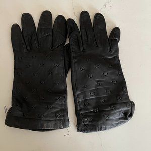 Women's Lined Black Leather Gloves Size Small